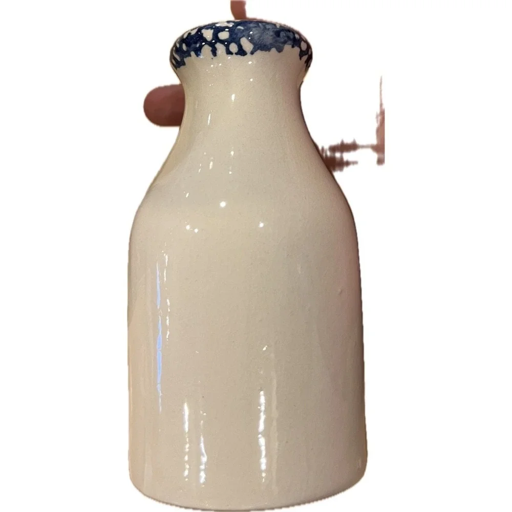 Hand Painted Ceramic Milk Bottle Vase Set Sunflower Pansy Farmhouse Decor